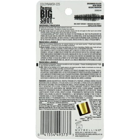Maybelline Volum Express The Colossal Big Shot Washable Mascara, Brownish Black