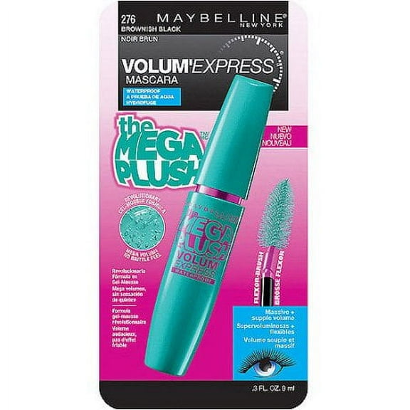 Maybelline Volum' Express The Mega Plush Waterproof Mascara, Brownish Black, 0.3 fl. oz.