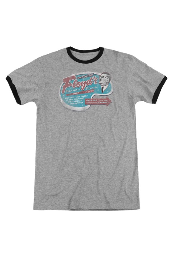 Mayberry Floyds Barber Shop Adult Ringer Heather Black