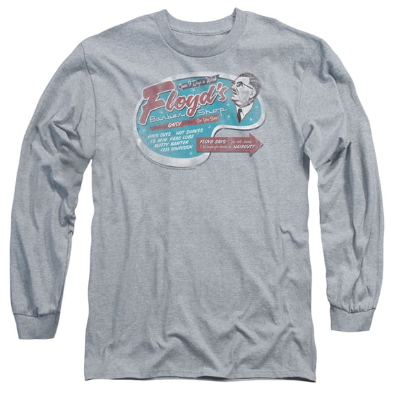 Mayberry Floyds Barber Shop Long Sleeve Adult 18/1 T-Shirt Athletic Heather