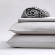 Mayberry Home 400 Thread Count Sateen Sheet Set 100% Organic Cotton-GOTS Certified-Oeko-TEX Certified - Fitted Sheet, Flat Sheet, 2 Pillowcases-Best Organic Sheet Set Glacier Grey, King