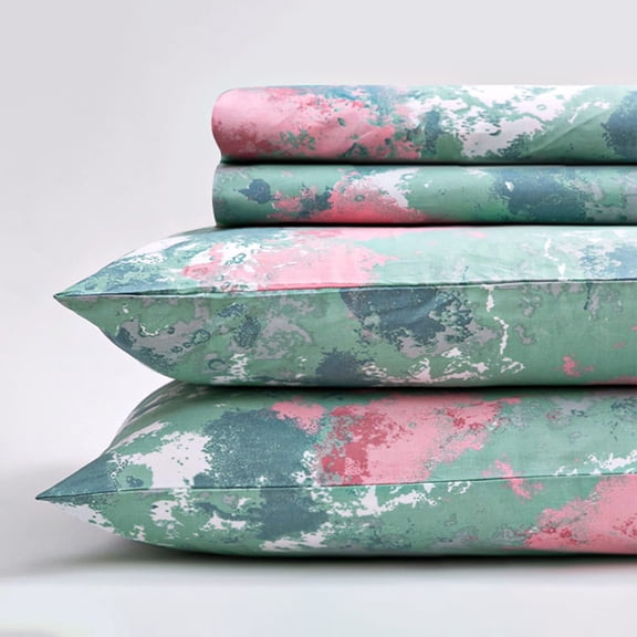 Mayberry Home 400 Thread Count Sateen Sheet Set 100% Organic Cotton-GOTS Certified Oeko TEX Certified - Fitted Sheet, Flat Sheet, 2 Pillowcases-Best Organic Sheet Set (Mayberry Burst, Queen)