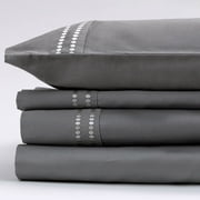 Mayberry Home 400 Thread Count Sateen Sheet Set 100% Organic Cotton-GOTS Certified-Oeko TEX Certified - Fitted Sheet, Flat Sheet, 2 Pillowcases-Best Organic Sheet Set Silver Pearls on Grey, Full
