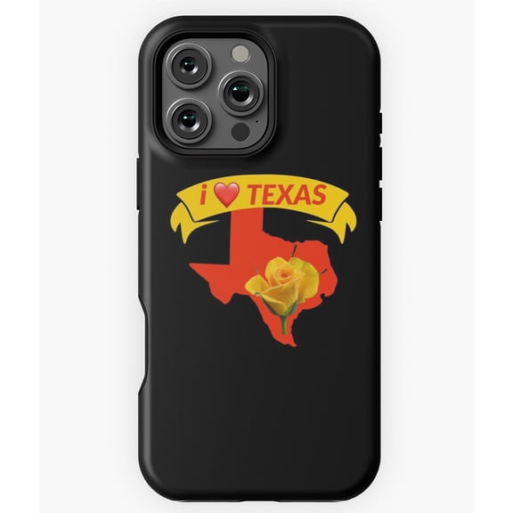 I Love Texas Yellow Rose Map Phone Case for iPhone 16 15 14 13 12 11 Pro Max
