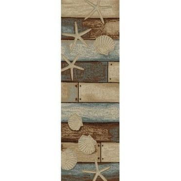 Mayberry Rug AD8332 2X8 2 ft. 3 in. x 7 ft. 7 in. American Destination Sea Life Area Rug, Multi Color