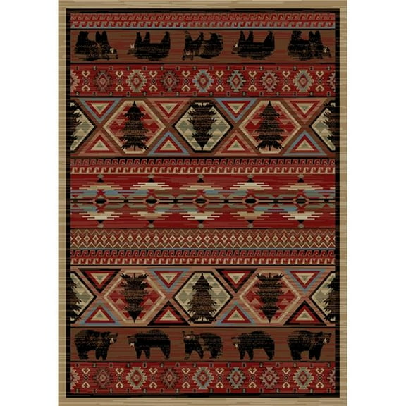 Mayberry Rug LK6970 2X8 2 ft. 3 in. x 7 ft. 7 in. Lodge King Red Pine Area Rug