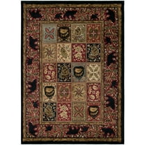 Mayberry Rug American Destination Masters Lodge Bear Area Rug Ebony 5'3" x 7'3" Polypropylene,Synthetic 5' x 8' Southwestern,Cabin & Lodge
