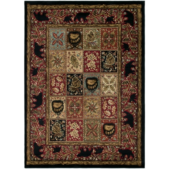 Mayberry Rug American Destination Masters Lodge Bear Area Rug Ebony 5'3" x 7'3" Polypropylene,Synthetic 5' x 8' Southwestern,Cabin & Lodge