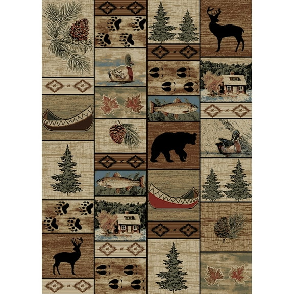Mayberry Rug AD6578 5X8 5 ft. 3 in. x 7 ft. 3 in. American Destination Mountain Solitude Area Rug, Multi Color