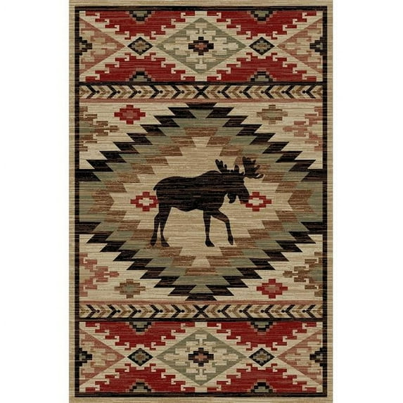 Mayberry Rugs Lodge King High Country Elk Southwest Area Rug 5'3" x 7'7" 5' x 8'