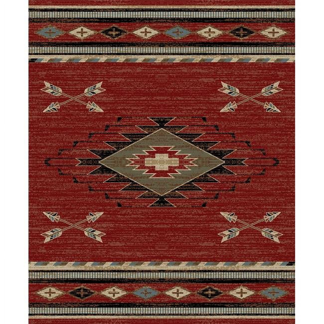 Red Rectangular Synthetic Southwestern Area Rug, 7'10" x 9'10"
