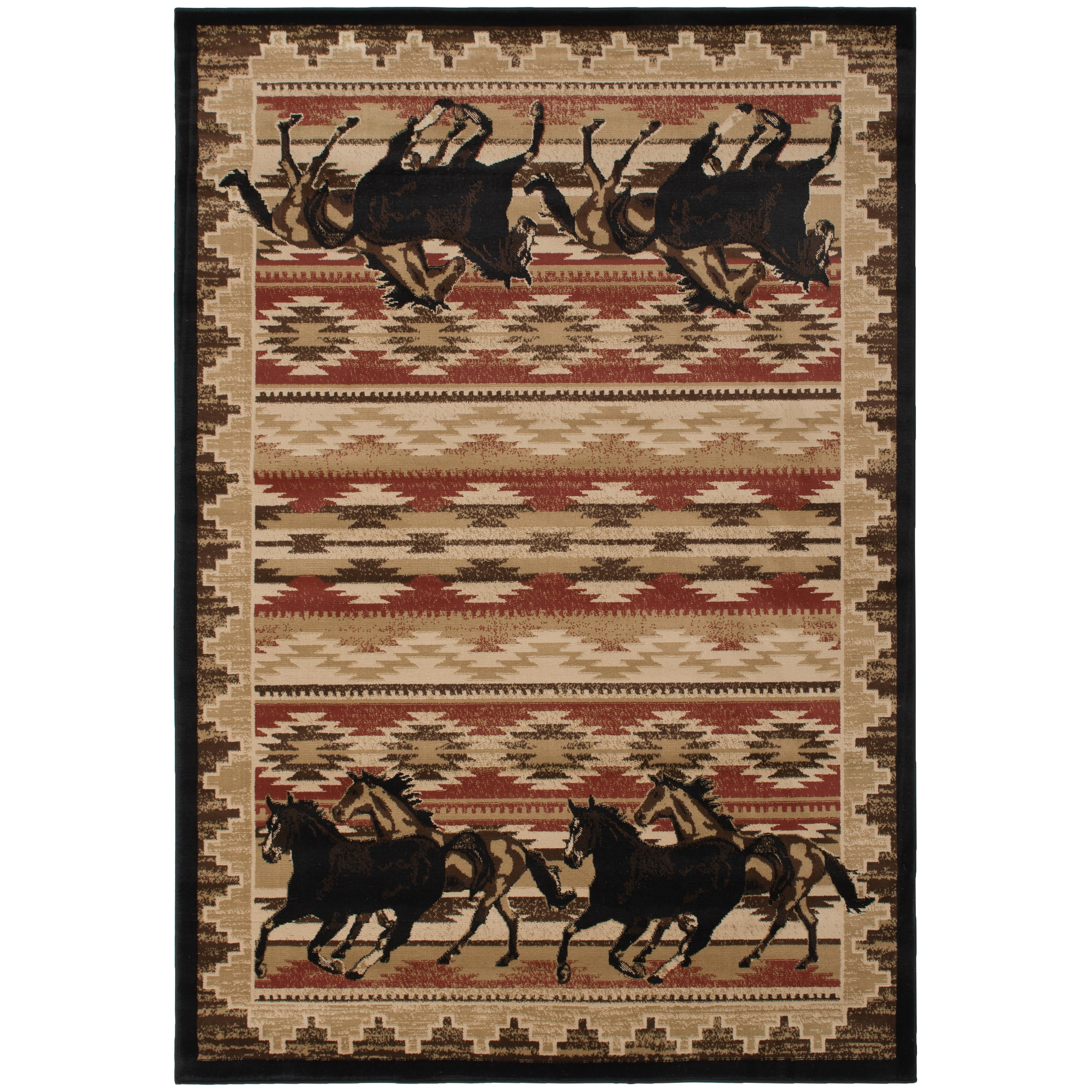 Seven Kings Rug Rug Empire Lodge King Untamed Equestrian Horse Area Rug Multi 7'10