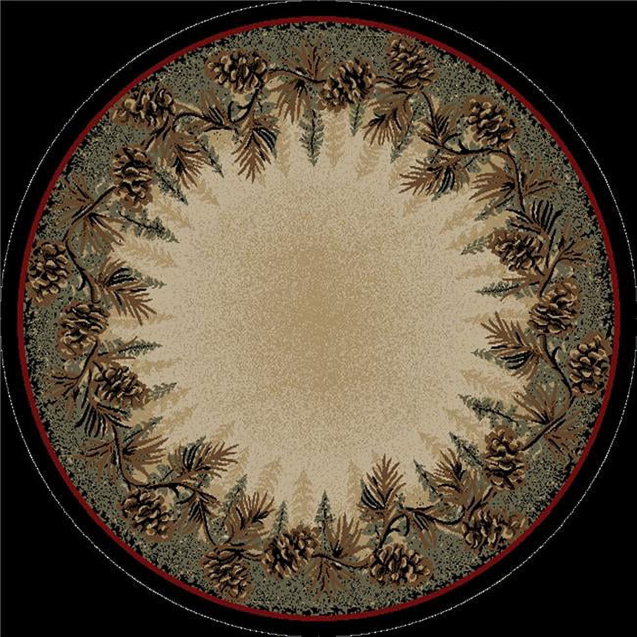 Rustic Beige and Brown Round Polypropylene Area Rug