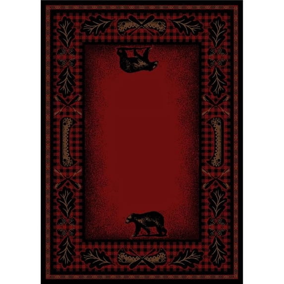 Mayberry Rug AD6690 4X6 3 ft. 11 in. x 5 ft. 3 in. American Destination Woodlands Plaid Area Rug, Red