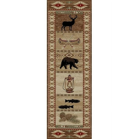 Mayberry Rug AD6798 2X8 2 ft. 3 in. x 7 ft. 7 in. American Destination River Camp Area Rug, Multi Color