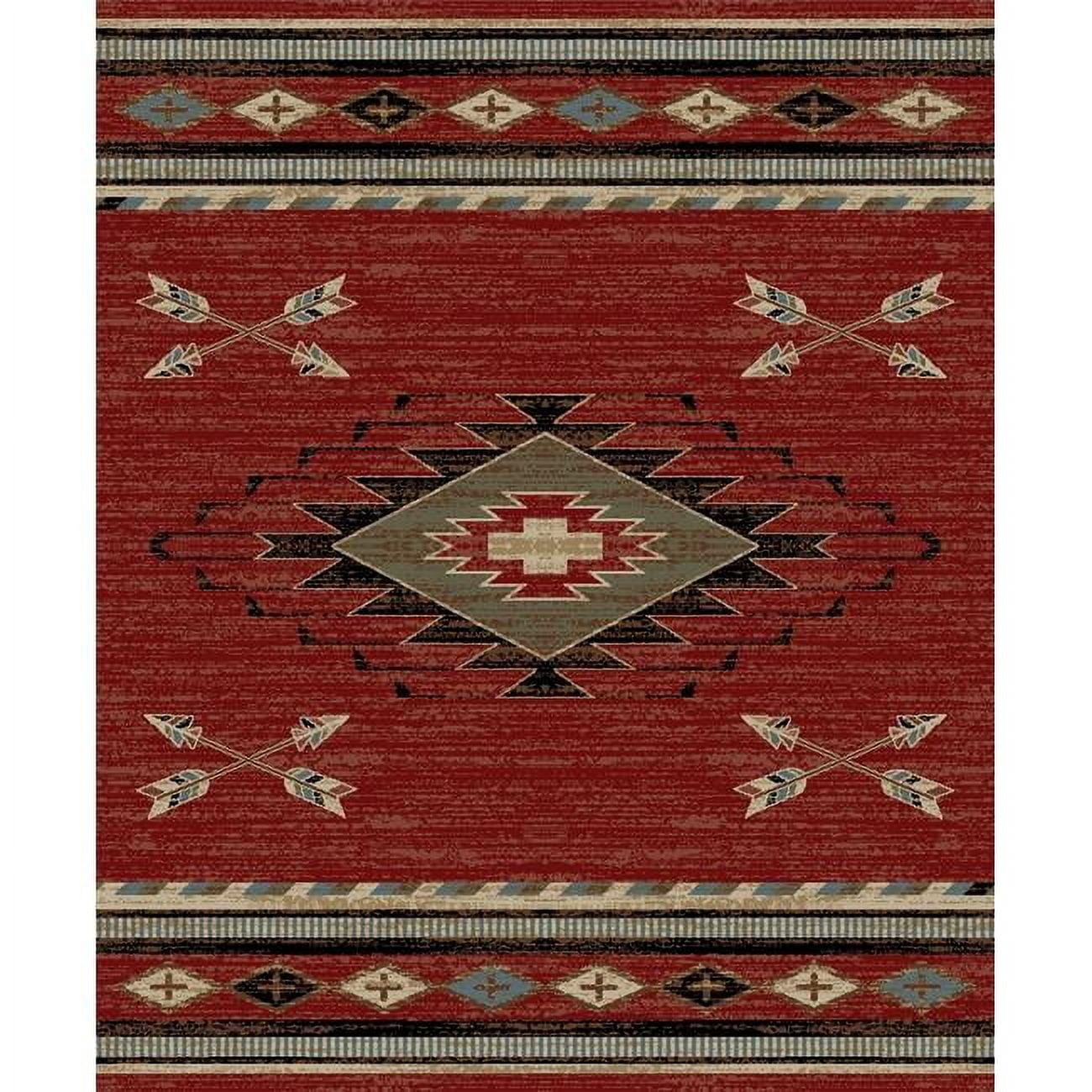 Red Rectangular Synthetic Southwestern Area Rug, 7'10" x 9'10"