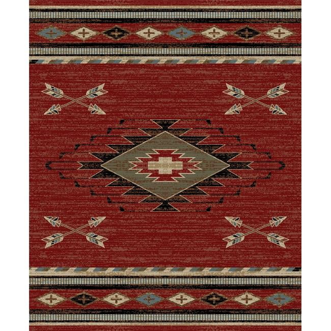 Red Rectangular Synthetic Southwestern Area Rug, 7'10" x 9'10"