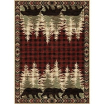 Mayberry Rugs American Destination Lodge Bear Plaid Rug Red 7'10"x9'10" 8' x 10'
