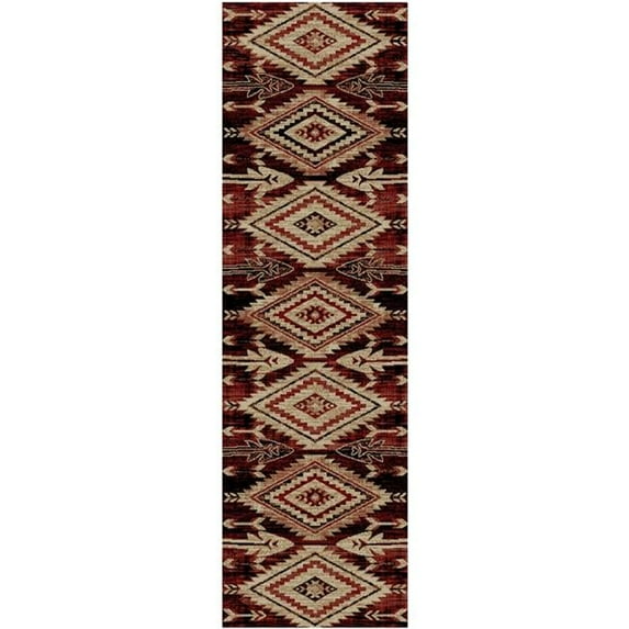 Mayberry Rug AD8989 2X8 2 ft. 3 in. x 7 ft. 7 in. American Destination Broken Bow Area Rug, Red