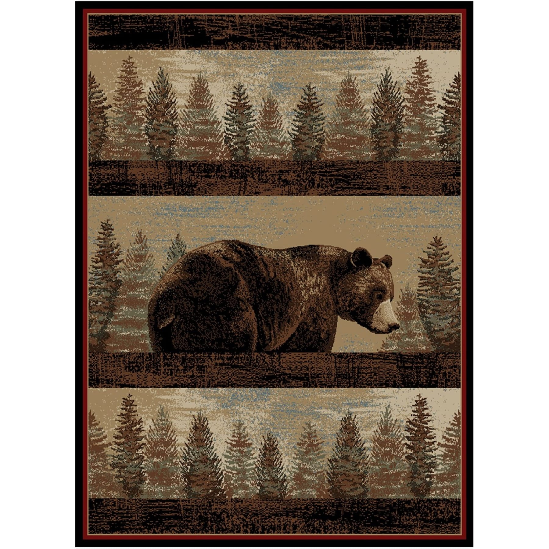 Rustic Brown and Beige Synthetic Rectangular Area Rug