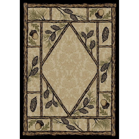 Mayberry Rug American Destination Brasstown Bald Pine Cone Area Rug 5'3" x 7'3" 5' x 8' Indoor