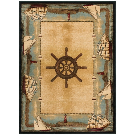 Mayberry Rug American Destination Key West Nautical Area Rug Blue 5'3" x 7'3" 5' x 8'