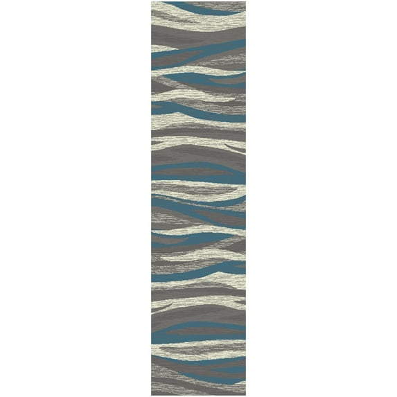 Mayberry Rug Axel Impulse Waves Striped Area Rug Grey 2'3"x7'7" 8' Runner