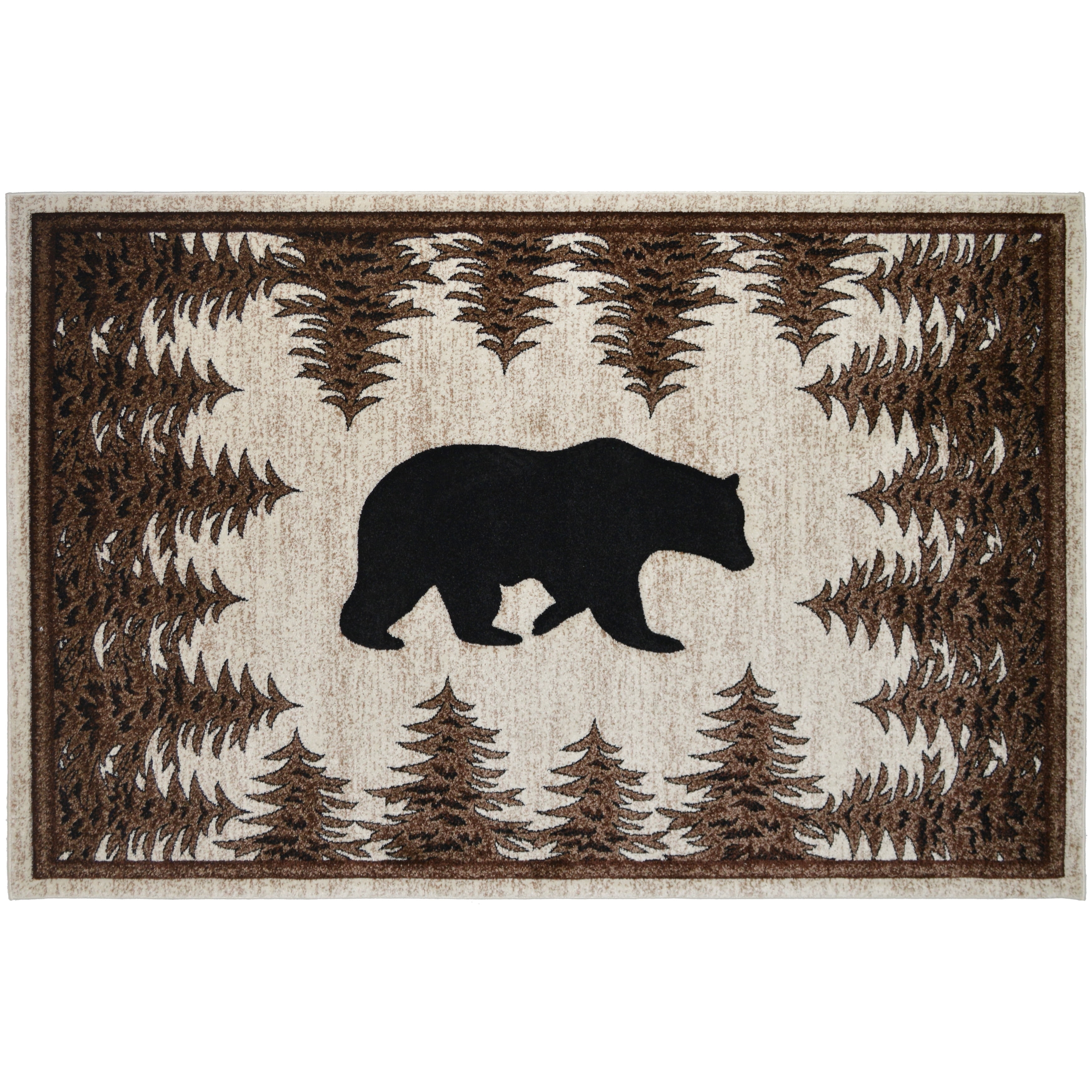 Mayberry Rug Axel Tranquil Bear Rustic Lodge Ivory Area Rug 7'10