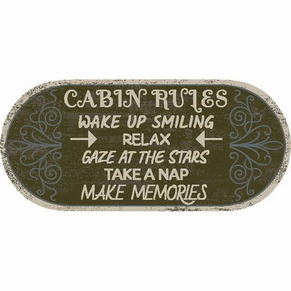 Mayberry Rug CC10513 20X44 20 x 44 in. Oval Cozy Cabin Cabin Rules Printed Nylon Kitchen Mat & Rug