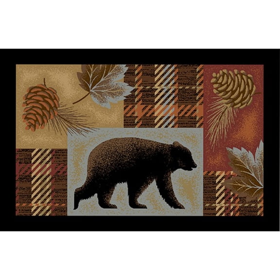 Mayberry Rug CC10517 24X60 24 x 60 in. Cozy Cabin Highland Printed Nylon Kitchen Mat & Rug, Forest