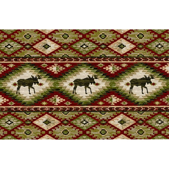 Mayberry Rug CC10518 30X46 30 x 46 in. Cozy Cabin Yukon Printed Nylon Kitchen Mat & Rug, Red