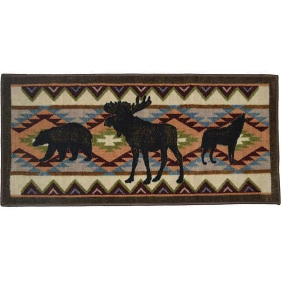 Mayberry Rug CC5274 20X44 20 x 44 in. Cozy Cabin Woodland Party Printed Nylon Kitchen Mat & Rug