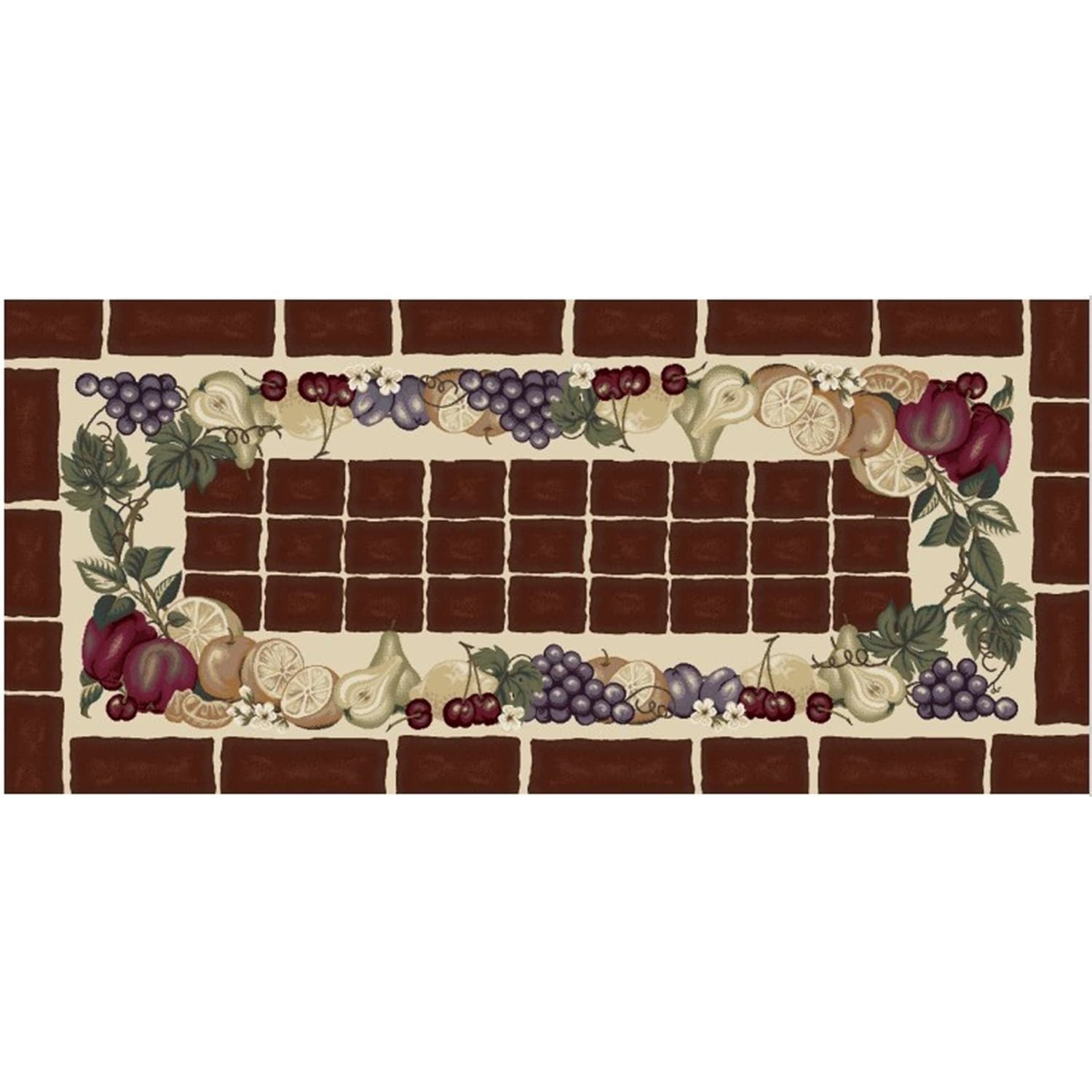 Cozy Cabin Fruitful Harvest Sage Non-Slip Rug – 19x31 Inches, Machine Washable, Rubber Backing
