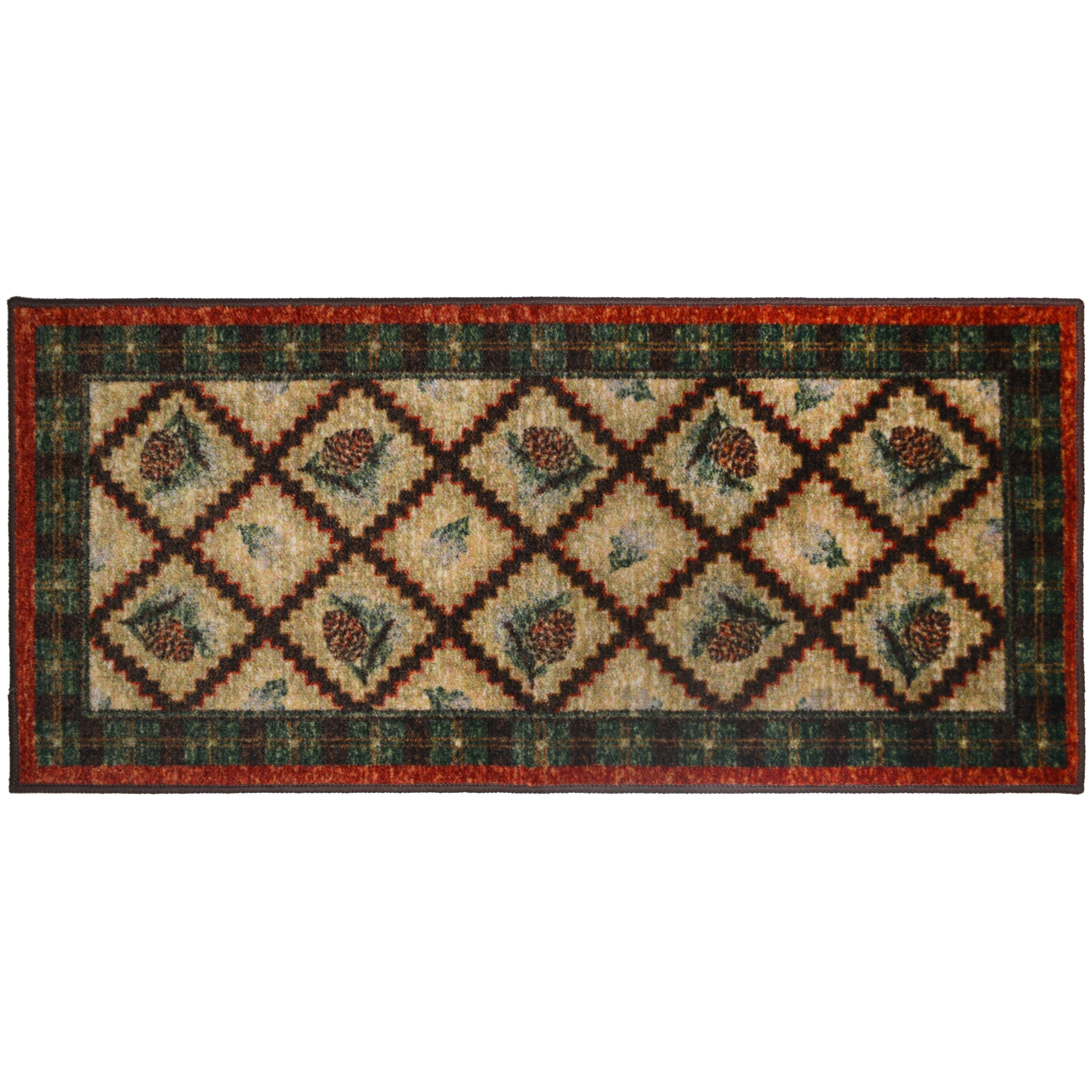 Rustic Multicolor Floral Synthetic Non-slip Rectangular Rug 30"x46"