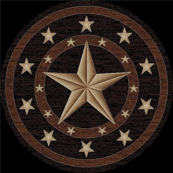 Mayberry Rug HS3683 8RD 7 ft. 10 in. x 7 ft. 10 in. Round Hearthside Western Star Ebony Area Rug
