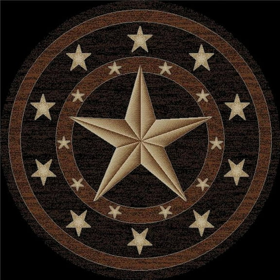 Mayberry Rug HS3683 8RD 7 ft. 10 in. x 7 ft. 10 in. Round Hearthside Western Star Ebony Area Rug