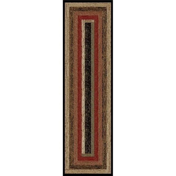 Mayberry Rug HS3783 2X8 2 ft. 3 in. x 7 ft. 7 in. Hearthside Rustic Panel Area Rug, Multi Color