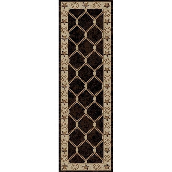 Mayberry Rug HS6483 2X8 2 ft. 2 in. x 7 ft. 7 in. Hearthside Midnight Trail Black Runner Rug