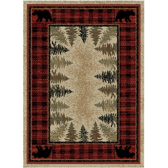 Mayberry Rug HS6490 2X3 2 ft. 3 in. x 3 ft. 3 in. Hearthside Four Corners Red Rectangle Area Rug