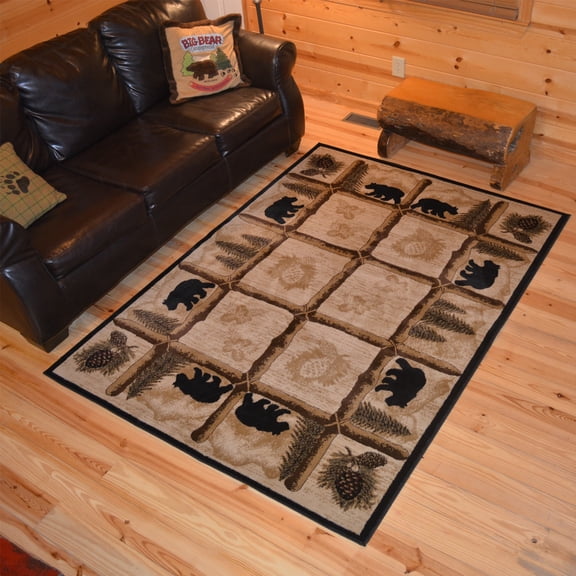 Rug Empire Rustic Lodge Bear Cabin Ivory Area Rug (2'2 x 3'3) - 2'3" x 3'3"