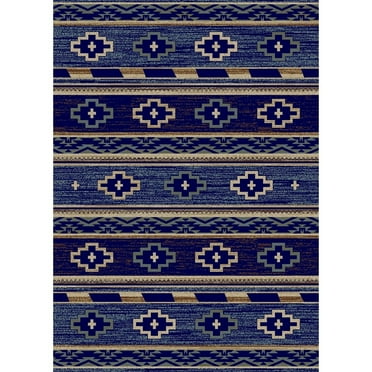 Mayberry Rug HS9426 5X8 5 ft. 3 in. x 7 ft. 3 in. Hearthside Star Valley Area Rug, Navy