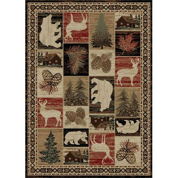 Mayberry Rug Hearthside Hillside Bluff Multi Lodge Area Rug 7'10"x9'10" 8' x 10'
