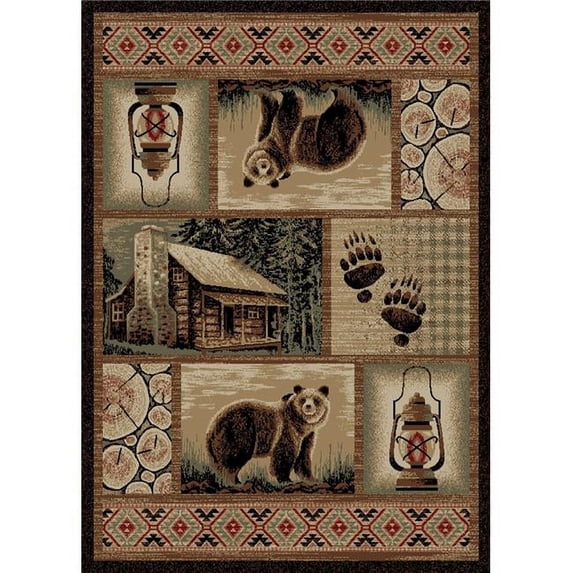 Mayberry Rug HS9661 2X8 2 ft. 2 in. x 7 ft. 7 in. Hearthside Cabin Hideaway Area Rug, Brown