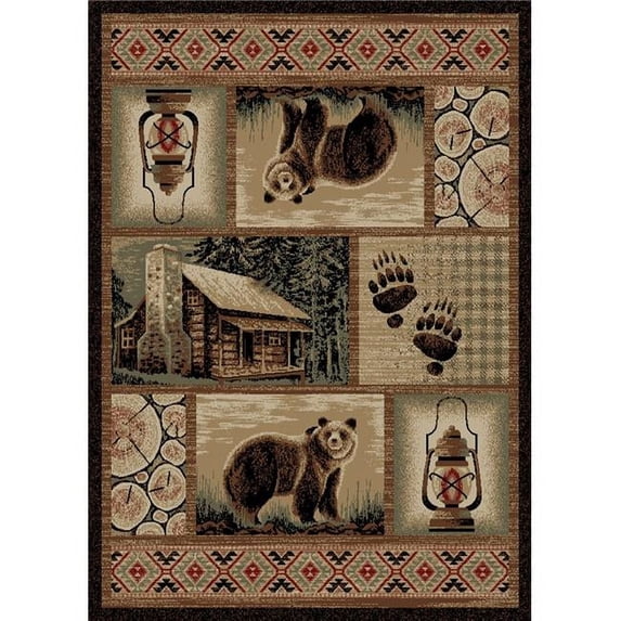 Mayberry Rug HS9661 8X10 7 ft. 10 in. x 9 ft. 10 in. Hearthside Cabin Hideaway Area Rug, Brown