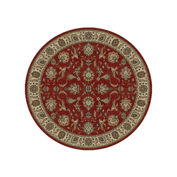 Mayberry Rug Hometown Ambassador Traditional Area Rug 7'10" Round - Claret