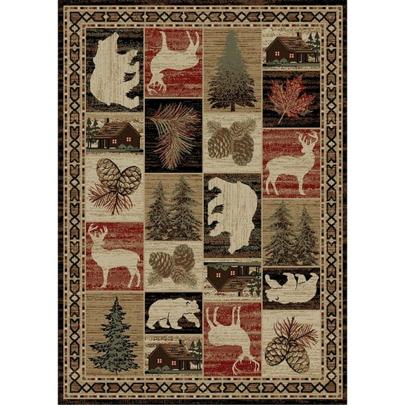 Mayberry Rug Hearthside Hillside Bluff Multi Lodge Area Rug 2'3"X3'3" 2' x 3'
