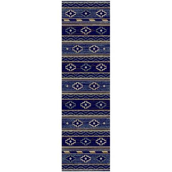 Mayberry Rug Hearthside Star Valley Navy Lodge Area Rug 2'3"x7'7" 8' Runner