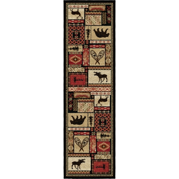 Mayberry Rug LK6913 2X8 2 ft. 3 in. x 7 ft. 7 in. Lodge King Patchwork Area Rug, Multi Color