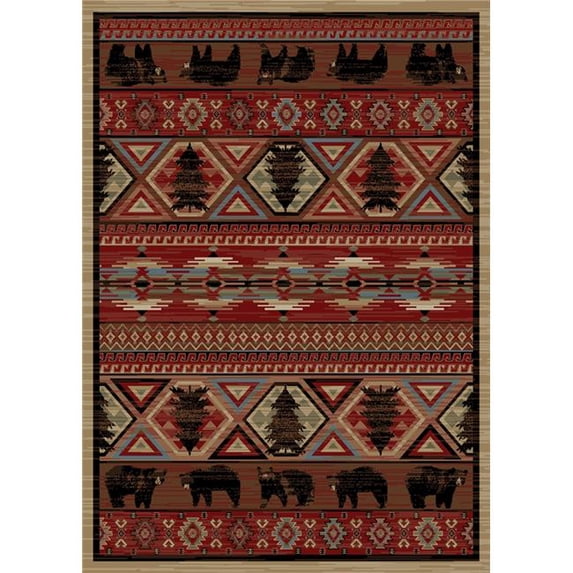 Mayberry Rug LK6970 8X10 7 ft. 10 in. x 9 ft. 10 in. Lodge King Red Pine Area Rug