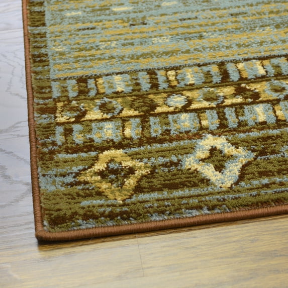 Mayberry Rug Lodge King Diamond Head Southwestern Lodge Area Rug Blue 5'3"x7'7" 5' x 8'